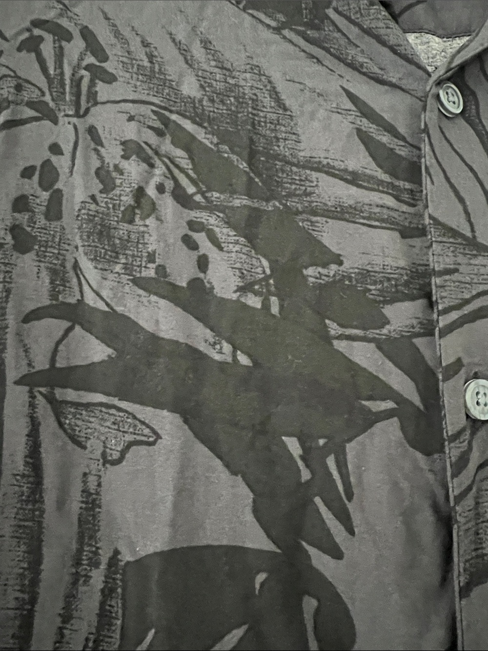 All Saints Men's Black Tropical-Print Short-Sleeve Button-Down Shirt - Picture 4 of 8